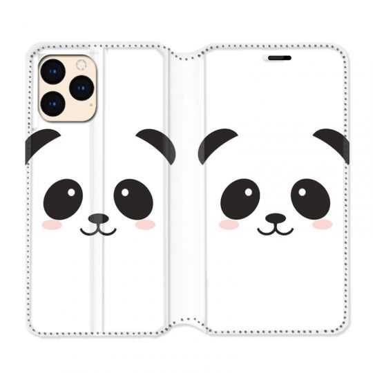 housse Cuir Portefeuille Pour Iphone 12 Mini Panda Blanc