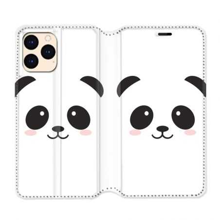 housse Cuir Portefeuille Pour Iphone 12 Mini Panda Blanc