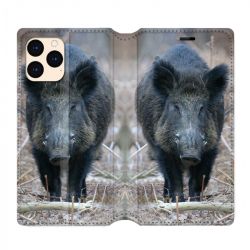 housse Cuir Portefeuille Pour Iphone 12 Mini Sanglier Pin