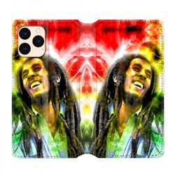 housse Cuir Portefeuille Pour Iphone 12 Mini Bob Marley Color