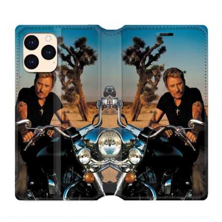 housse Cuir Portefeuille Pour Iphone 12 Mini Johnny Hallyday Moto