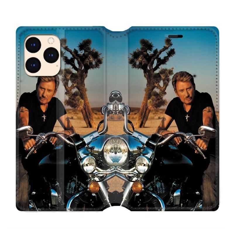 housse Cuir Portefeuille Pour Iphone 12 Mini Johnny Hallyday Moto