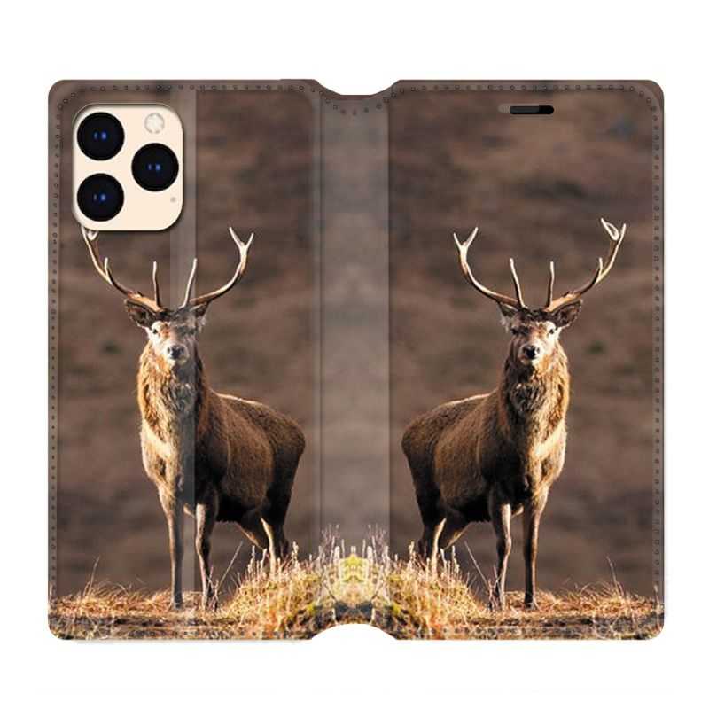 housse Cuir Portefeuille Pour Iphone 12 Mini Chasse Chevreuil Blanc