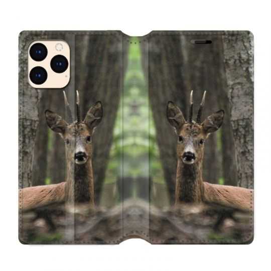 housse Cuir Portefeuille Pour Iphone 12 Mini Chasse Chevreuil Bois