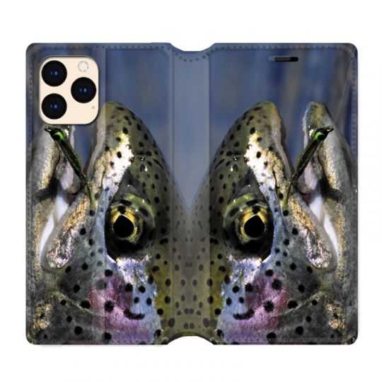 housse Cuir Portefeuille Pour Iphone 12 Mini Peche Truite