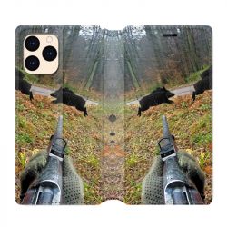 housse Cuir Portefeuille Pour Iphone 12 Mini Chasse Vision Tir