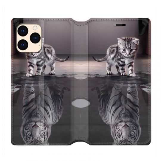 housse Cuir Portefeuille Pour Iphone 12 Mini Chat Reflet