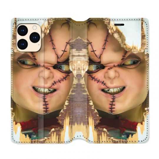 housse Cuir Portefeuille Pour Iphone 12 Mini Chucky Blanc