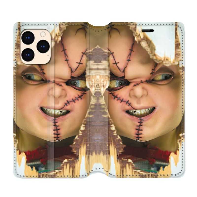 housse Cuir Portefeuille Pour Iphone 12 Mini Chucky Blanc