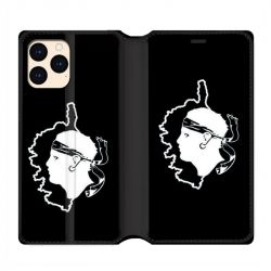 housse Cuir Portefeuille Pour Iphone 12 Mini Corse Noir