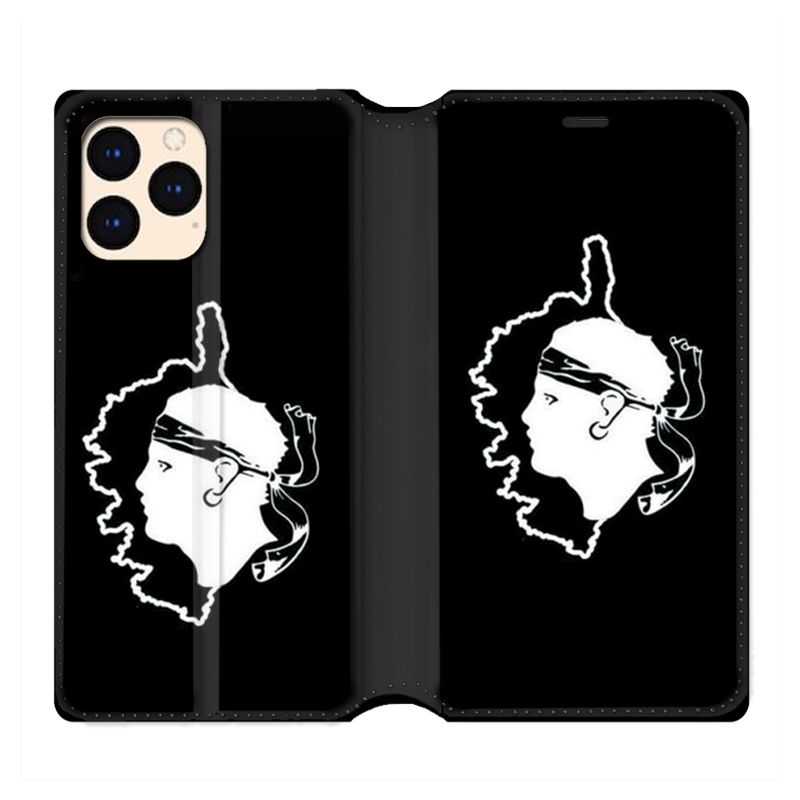 housse Cuir Portefeuille Pour Iphone 12 Mini Corse Noir