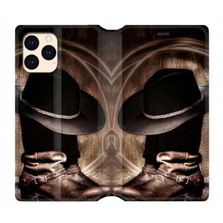 housse Cuir Portefeuille Pour Iphone 12 Mini Cow Boy Chapeau