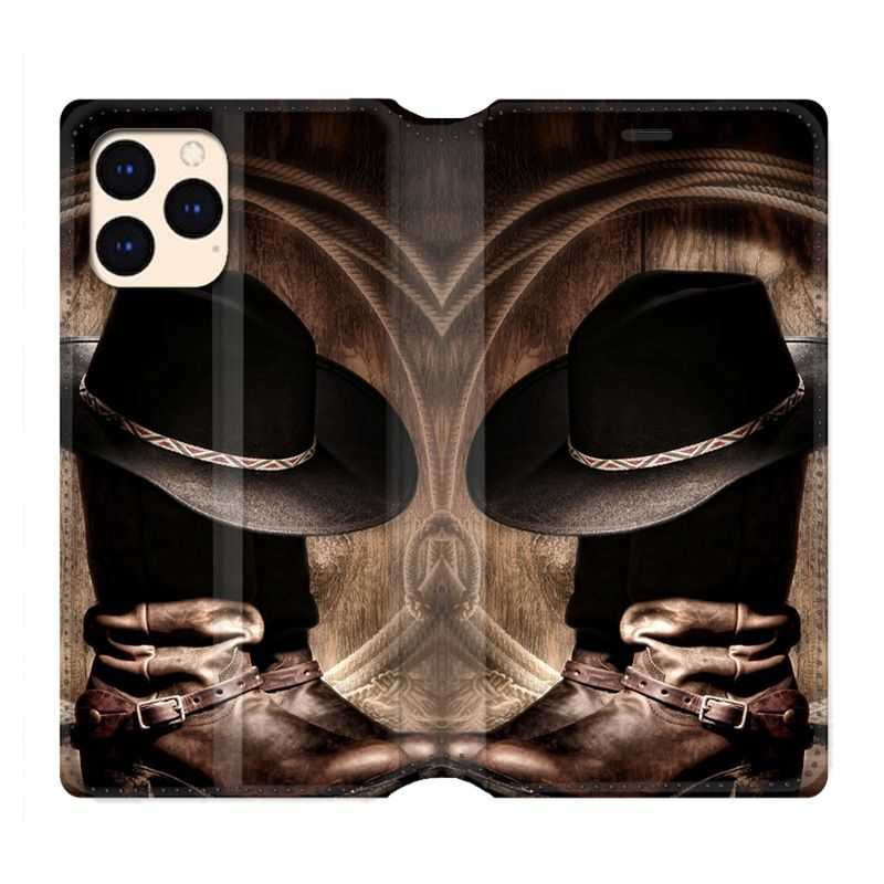 housse Cuir Portefeuille Pour Iphone 12 Mini Cow Boy Chapeau