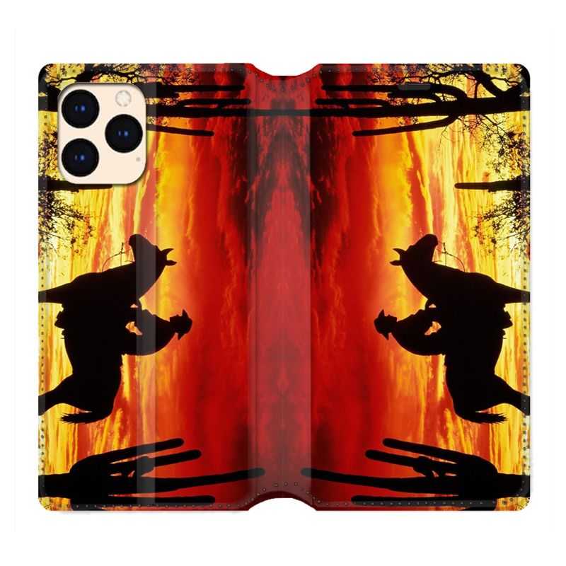 housse Cuir Portefeuille Pour Iphone 12 Mini Cow Boy Soleil