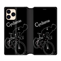 housse Cuir Portefeuille Pour Iphone 12 Mini Cyclisme Ombre Blanche