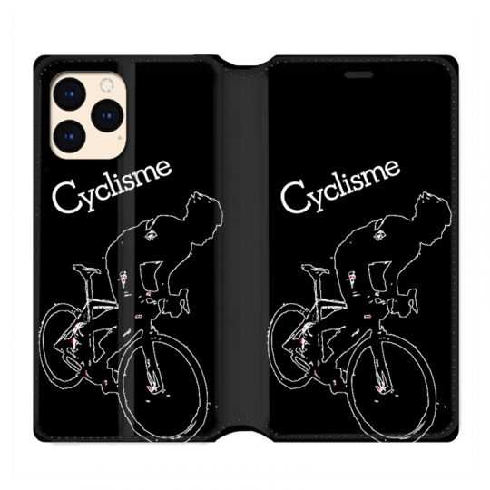 housse Cuir Portefeuille Pour Iphone 12 Mini Cyclisme Ombre Blanche