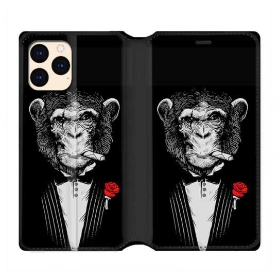 housse Cuir Portefeuille Pour Iphone 12 Mini Decale Singe Mafia