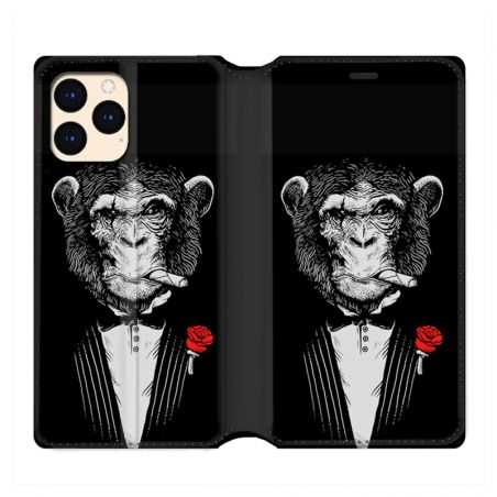 housse Cuir Portefeuille Pour Iphone 12 Mini Decale Singe Mafia