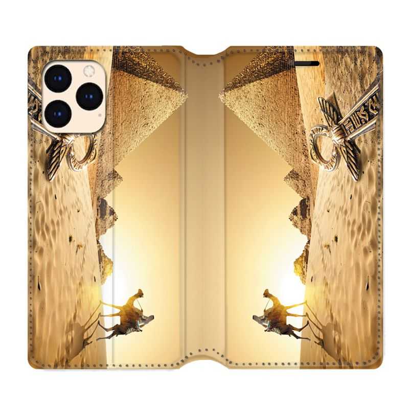 housse Cuir Portefeuille Pour Iphone 12 Mini Egypte Chameau