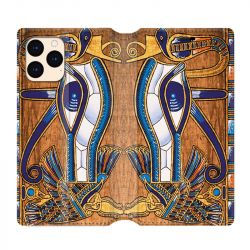 housse Cuir Portefeuille Pour Iphone 12 Mini Egypte Papyrus