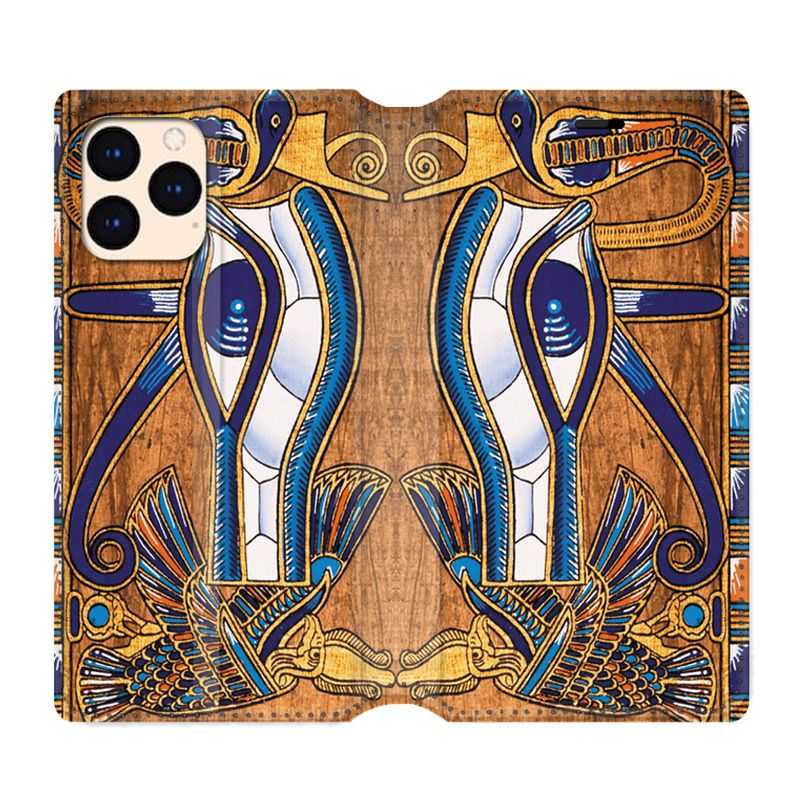 housse Cuir Portefeuille Pour Iphone 12 Mini Egypte Papyrus
