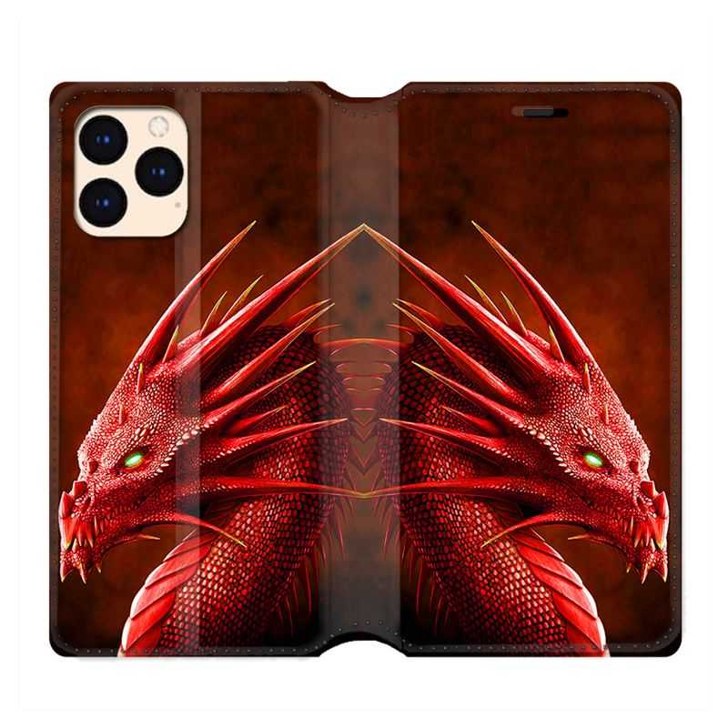housse Cuir Portefeuille Pour Iphone 12 Mini Dragon Rouge