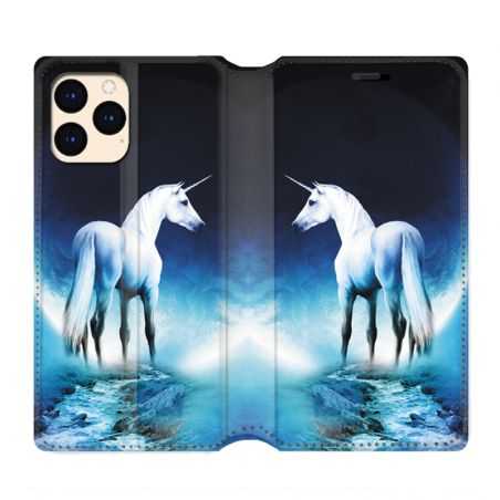 housse Cuir Portefeuille Pour Iphone 12 Mini Licorne Lune