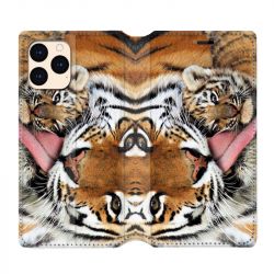 housse Cuir Portefeuille Pour Iphone 12 Mini Bebe Tigre