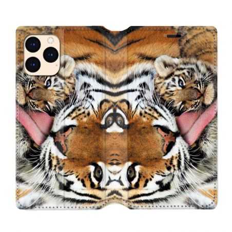 housse Cuir Portefeuille Pour Iphone 12 Mini Bebe Tigre