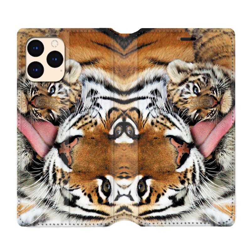 housse Cuir Portefeuille Pour Iphone 12 Mini Bebe Tigre