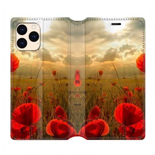 housse Cuir Portefeuille Pour Iphone 12 Mini Fleur Coquelicot