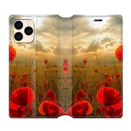 housse Cuir Portefeuille Pour Iphone 12 Mini Fleur Coquelicot