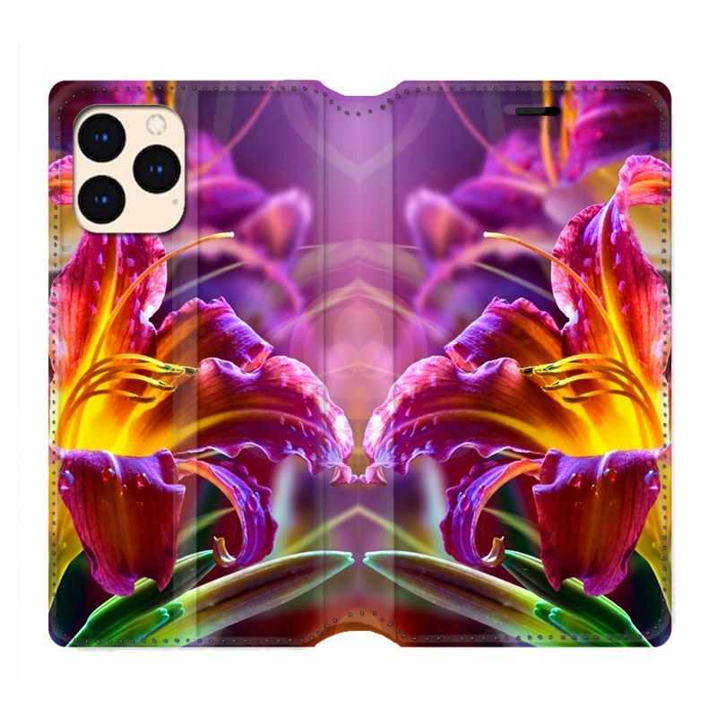 housse Cuir Portefeuille Pour Iphone 12 Mini Fleur Lys Color