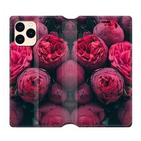 housse Cuir Portefeuille Pour Iphone 12 Mini Fleur Pivoine
