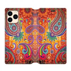 housse Cuir Portefeuille Pour Iphone 12 Mini Fleur Psychedelic