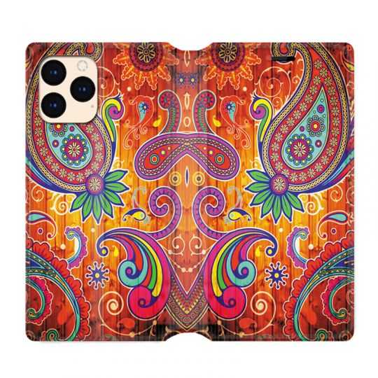 housse Cuir Portefeuille Pour Iphone 12 Mini Fleur Psychedelic