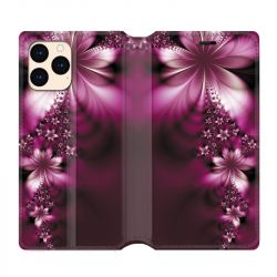 housse Cuir Portefeuille Pour Iphone 12 Mini Fleur Violette Montante