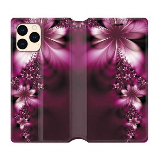 housse Cuir Portefeuille Pour Iphone 12 Mini Fleur Violette Montante