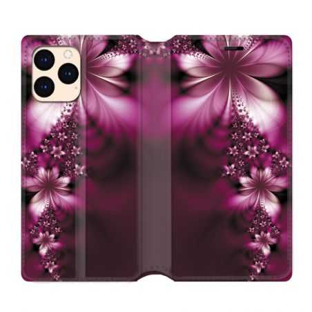 housse Cuir Portefeuille Pour Iphone 12 Mini Fleur Violette Montante