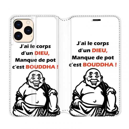 housse Cuir Portefeuille Pour Iphone 12 Mini Humour Bouddha