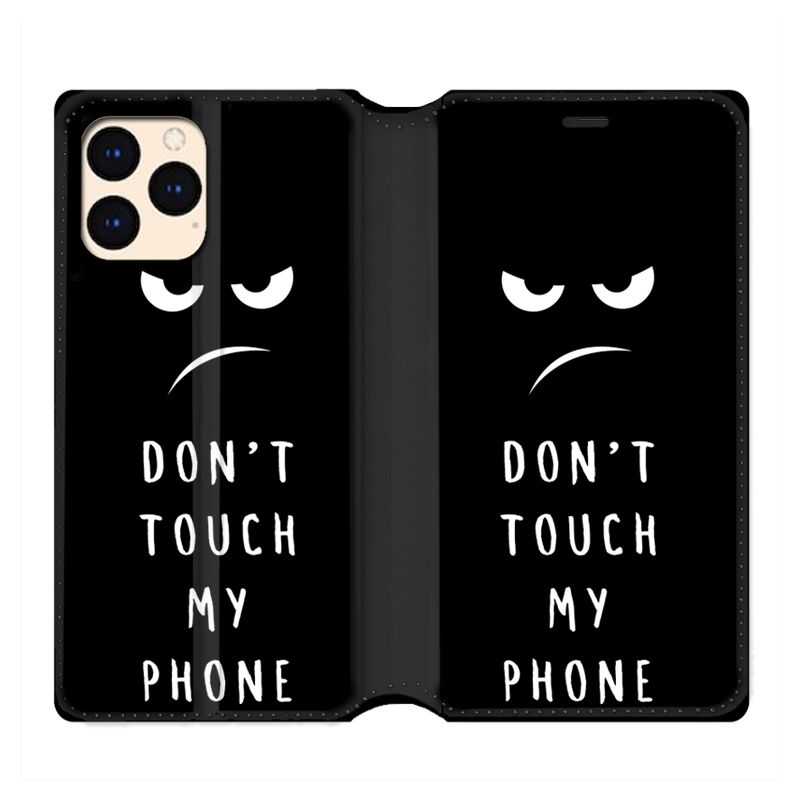 housse Cuir Portefeuille Pour Iphone 12 Mini Humour Don't Touch