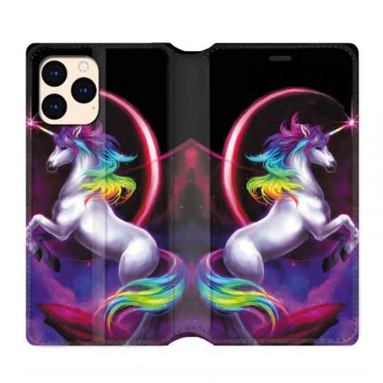 housse Cuir Portefeuille Pour Iphone 12 Mini Licorne Arc en ciel