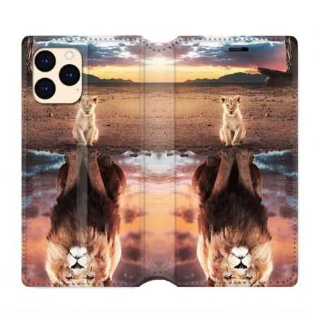 housse Cuir Portefeuille Pour Iphone 12 Mini Lion Reflet