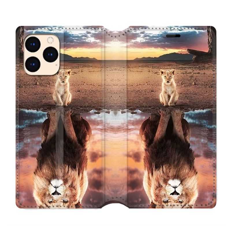 housse Cuir Portefeuille Pour Iphone 12 Mini Lion Reflet