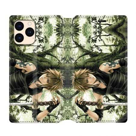 housse Cuir Portefeuille Pour Iphone 12 Mini Manga Bois
