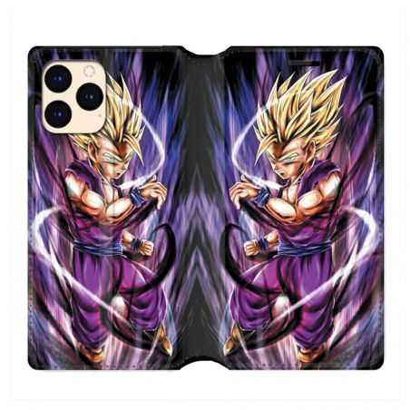 housse Cuir Portefeuille Pour Iphone 12 Mini Manga Dragon Ball Sangohan Violet
