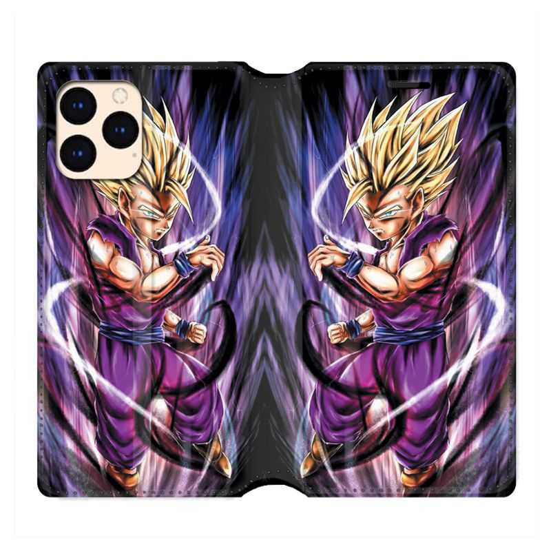 housse Cuir Portefeuille Pour Iphone 12 Mini Manga Dragon Ball Sangohan Violet