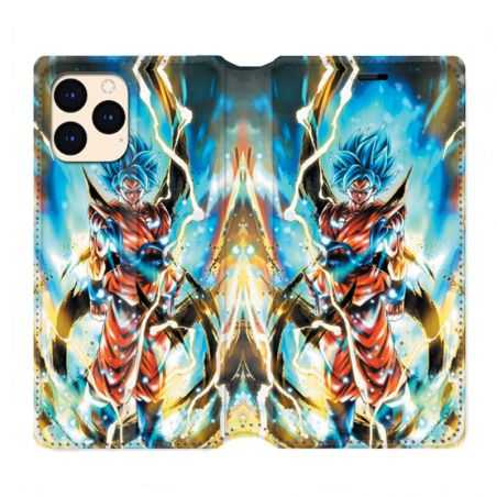 housse Cuir Portefeuille Pour Iphone 12 Mini Manga Dragon Ball Sangoku Blanc