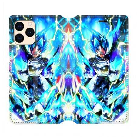housse Cuir Portefeuille Pour Iphone 12 Mini Manga Dragon Ball Vegeta Bleu