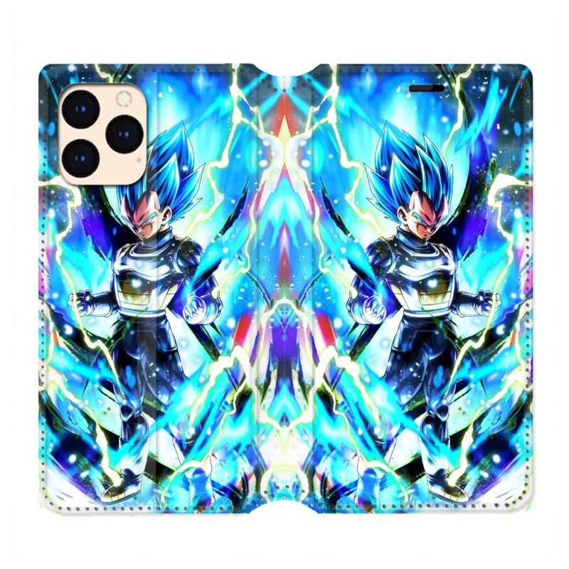 housse Cuir Portefeuille Pour Iphone 12 Mini Manga Dragon Ball Vegeta Bleu